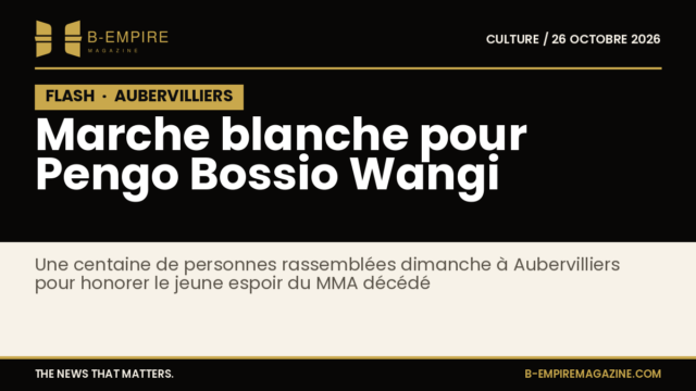 Photographie d’une marche blanche à Aubervilliers avec une foule rassemblée en mémoire de Pengo Bossio Wangi