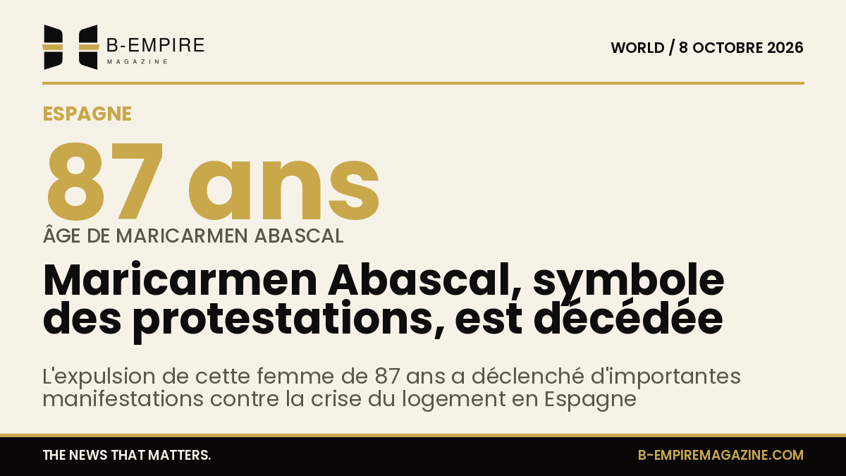 Portrait de Maricarmen Abascal, femme âgée de 87 ans, figure des protestations contre les expulsions en Espagne
