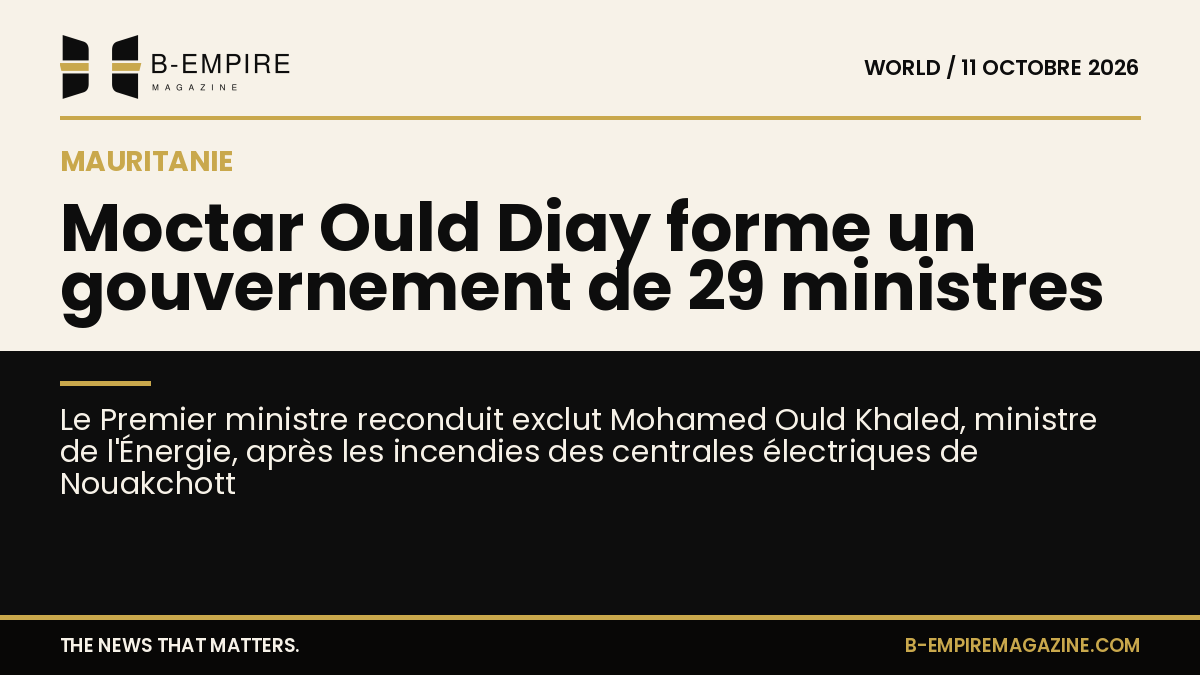 Composition officielle du gouvernement mauritanien avec 29 ministres annoncée par Moctar Ould Diay
