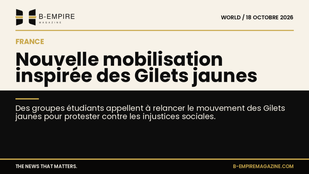 Manifestation en France avec des manifestants brandissant des gilets jaunes et des pancartes dans la rue