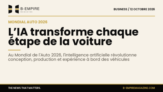 Visuel mettant en avant un véhicule moderne avec des éléments graphiques symbolisant l'intelligence artificielle et la technologie automobile