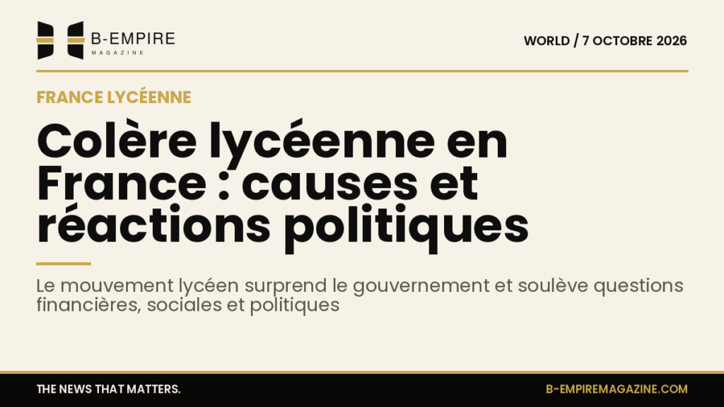 Jeunes lycéens en manifestation devant un établissement scolaire en France, exprimant leur colère