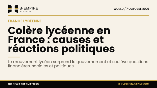 Jeunes lycéens en manifestation devant un établissement scolaire en France, exprimant leur colère