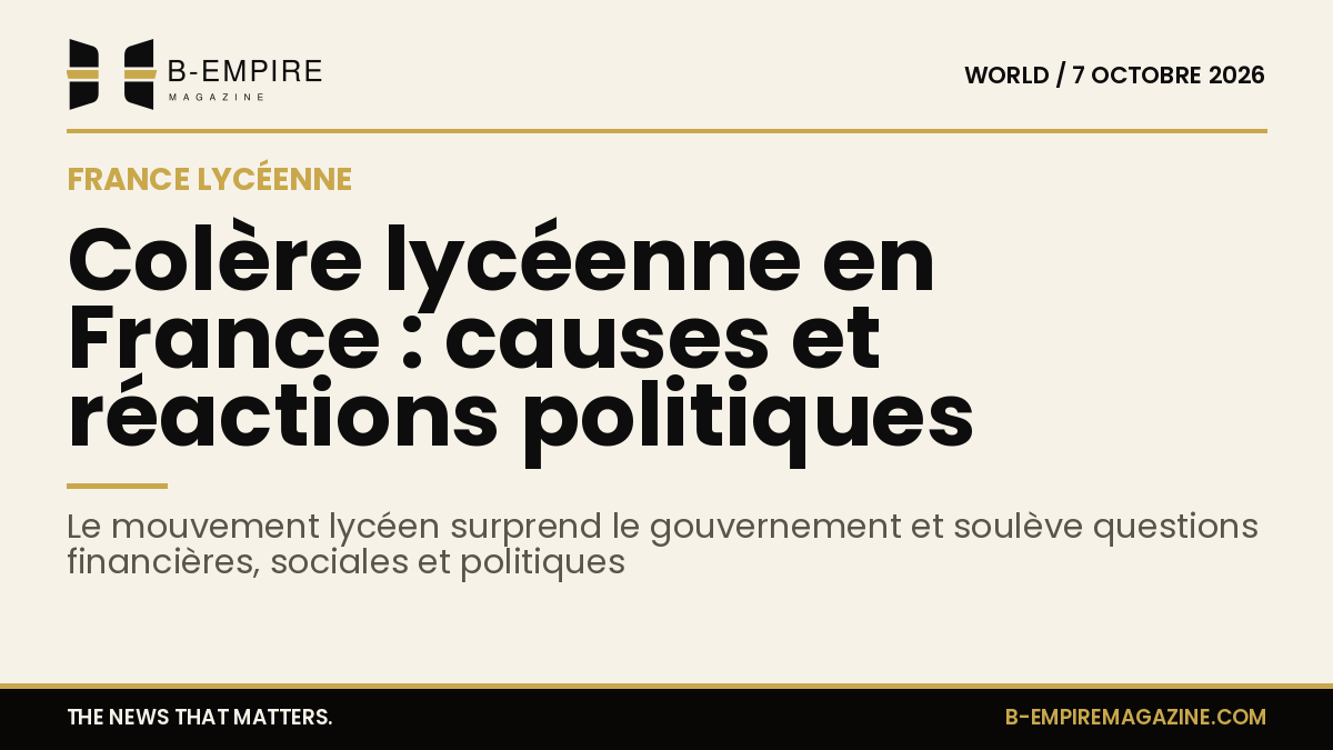 Jeunes lycéens en manifestation devant un établissement scolaire en France, exprimant leur colère