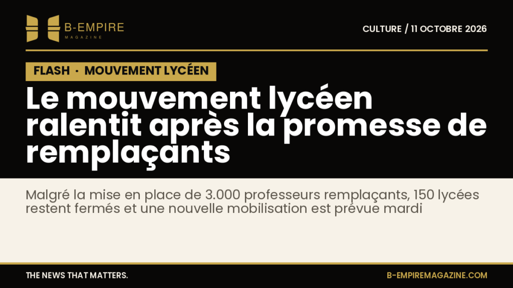 Texte en bloc noir avec mention FLASH annonçant le ralentissement du mouvement lycéen après la promesse de professeurs remplaçants