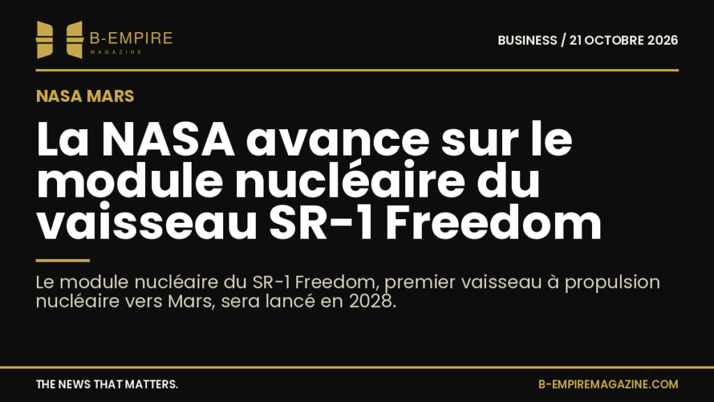 Illustration du vaisseau spatial SR-1 Freedom avec son module nucléaire en orbite.