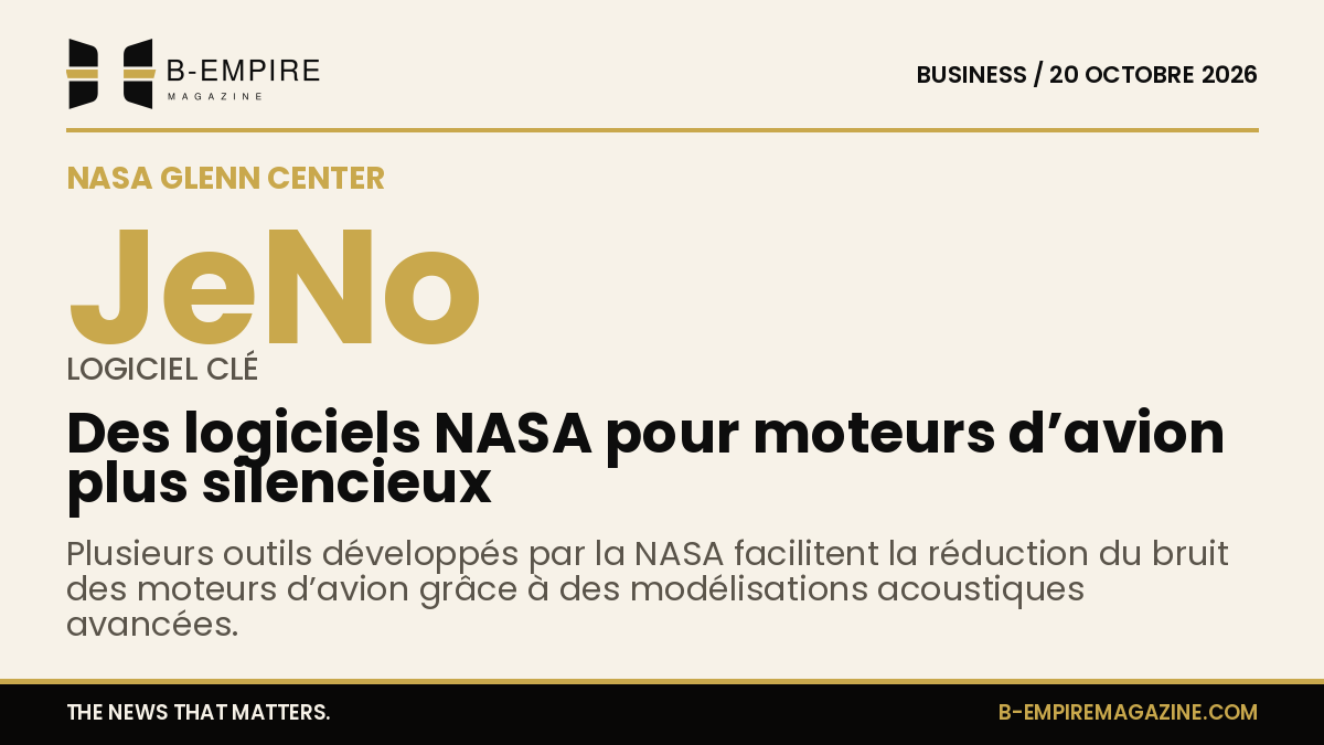 Illustration de moteurs d’avion avec des ondes sonores symbolisant la réduction du bruit grâce aux logiciels NASA