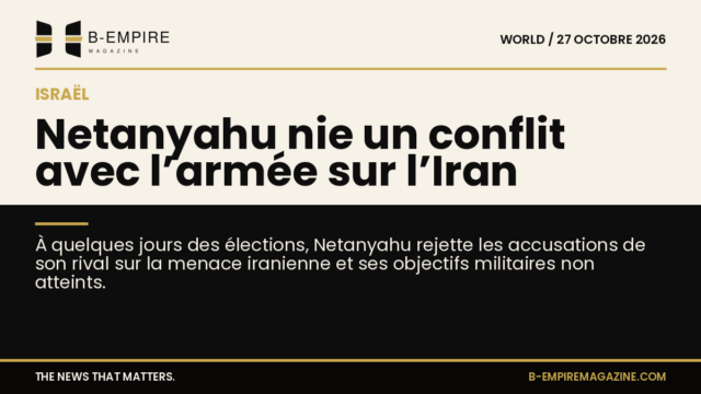 Visuel divisé en deux zones : à gauche fond papier avec titre encre, à droite fond noir avec titre or, symbolisant un débat politique sur la sécurité israélienne