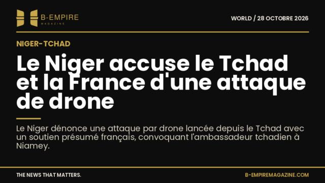 Carte montrant le Niger et le Tchad, avec un drone survolant la frontière symbolisant l'attaque dénoncée par le Niger.