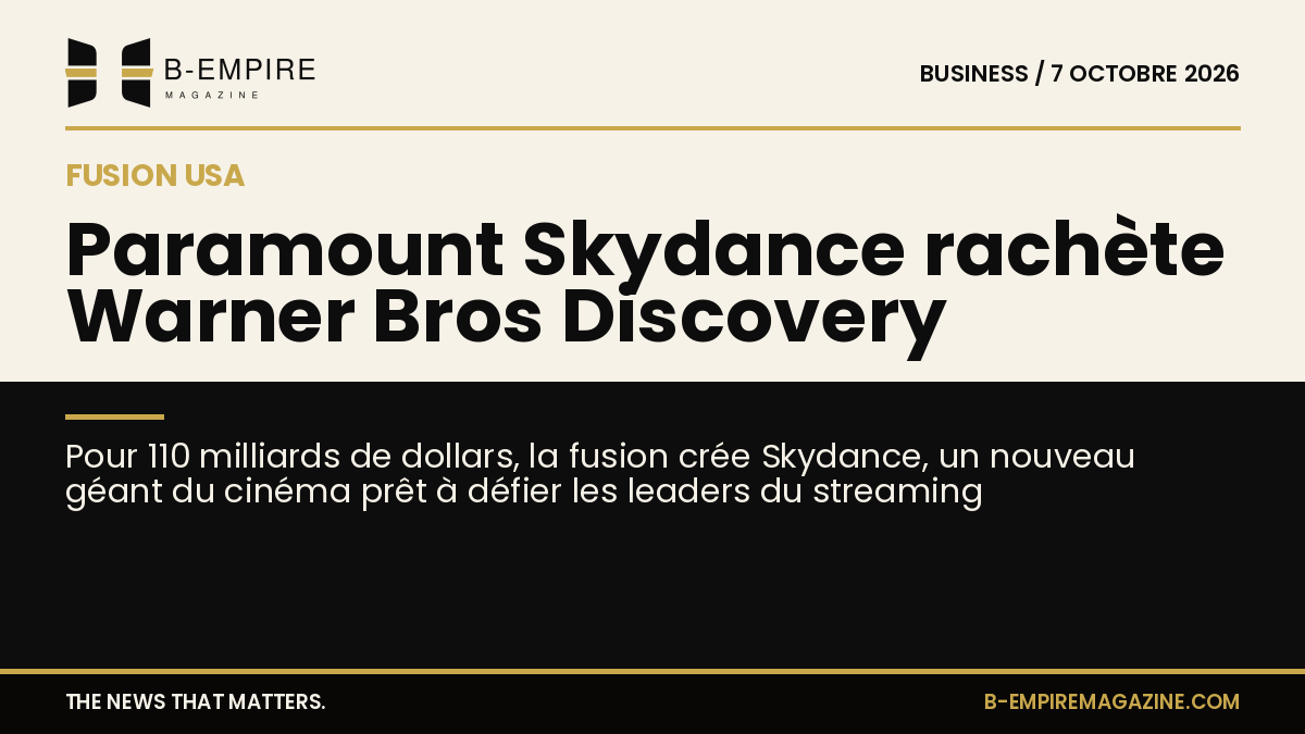 Logo fusionné de Skydance sur fond moitié papier moitié noir avec titre en encre et or