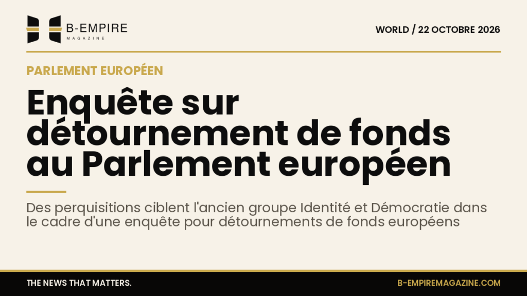 Salle du Parlement européen, lieu des perquisitions dans l'enquête sur l'ancien groupe Identité et Démocratie