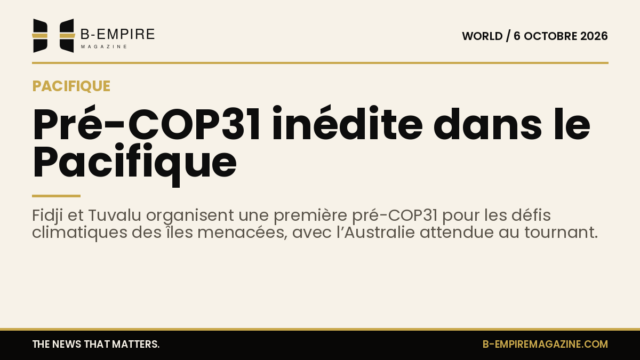 Carte du Pacifique avec Fidji, Tuvalu et Australie en surbrillance pour la pré-COP31
