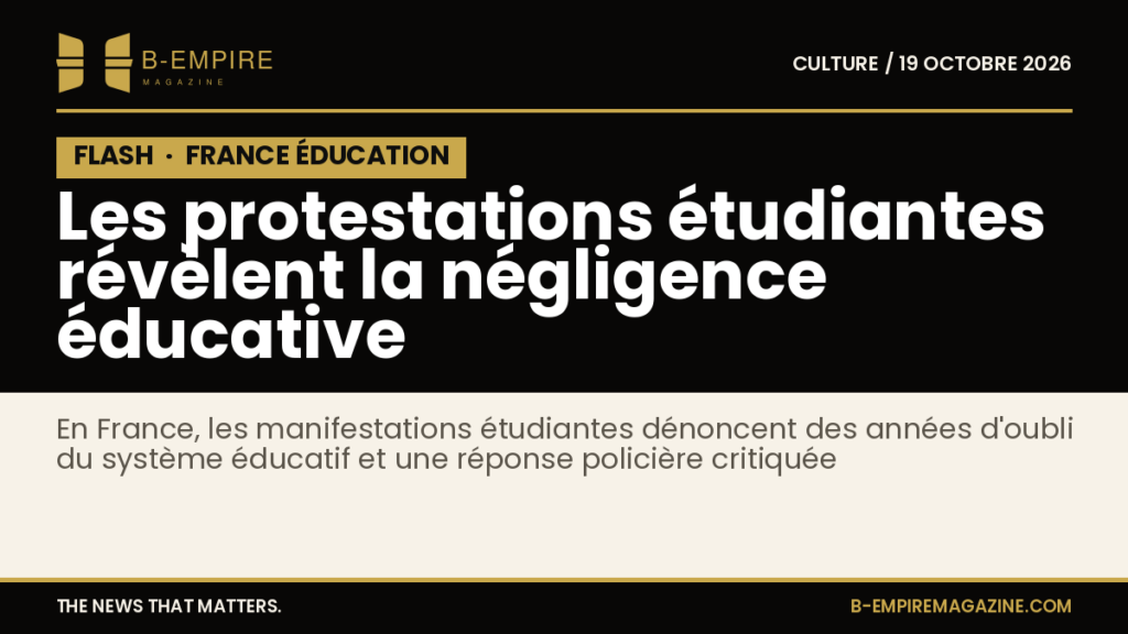 Image symbolique de protestations étudiantes en France avec pancartes et foule