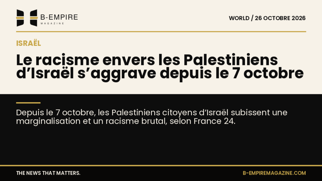 Visuel en deux parties, papier et noir, avec le titre en partie centrale évoquant le racisme envers les Palestiniens d’Israël
