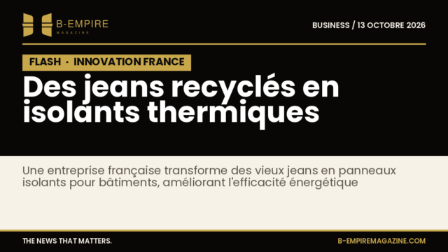 Visuel illustrant des vieux jeans transformés en panneaux isolants pour bâtiments en France