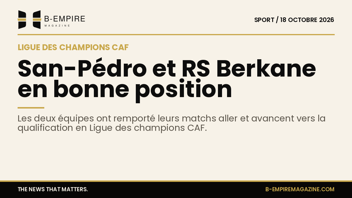 Graphique avec les scores 2-1 et 2-0 illustrant les victoires du FC San-Pédro et de la RS Berkane en Ligue des champions CAF.