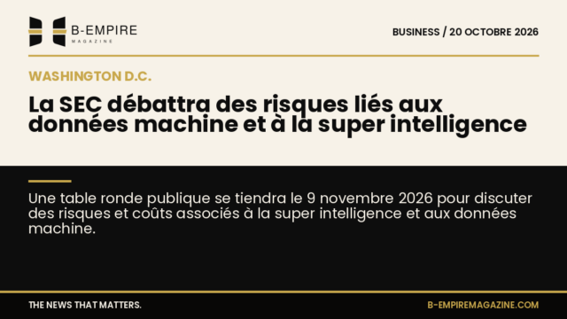 Visuel en split avec fond papier et noir, titre à cheval sur les deux zones, évoquant la SEC et la super intelligence.