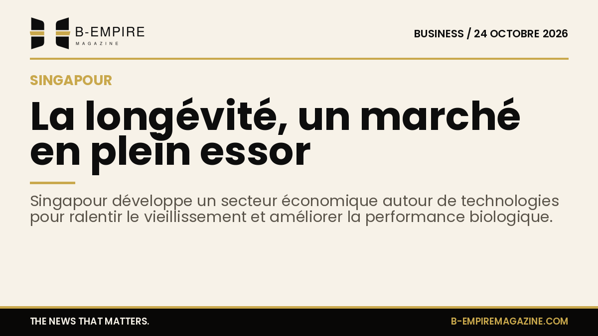 Infographie mettant en avant le chiffre 20 ans, symbolisant le recul de l'âge biologique grâce aux technologies de longévité à Singapour.