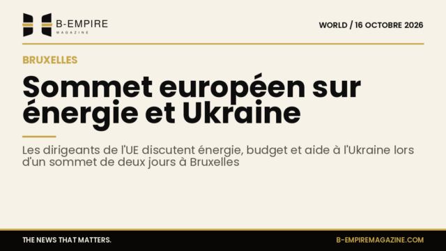Photo de Bruxelles avec le bâtiment du Conseil européen où se tient un sommet des dirigeants de l'Union européenne