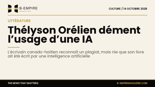 Portrait de Thélyson Orélien avec un livre en arrière-plan