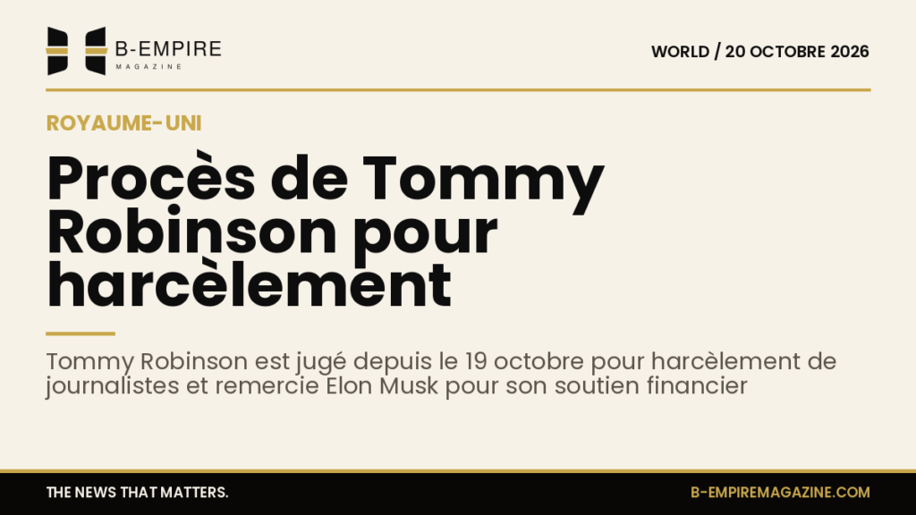 Photo de Tommy Robinson lors d'une audience judiciaire au Royaume-Uni