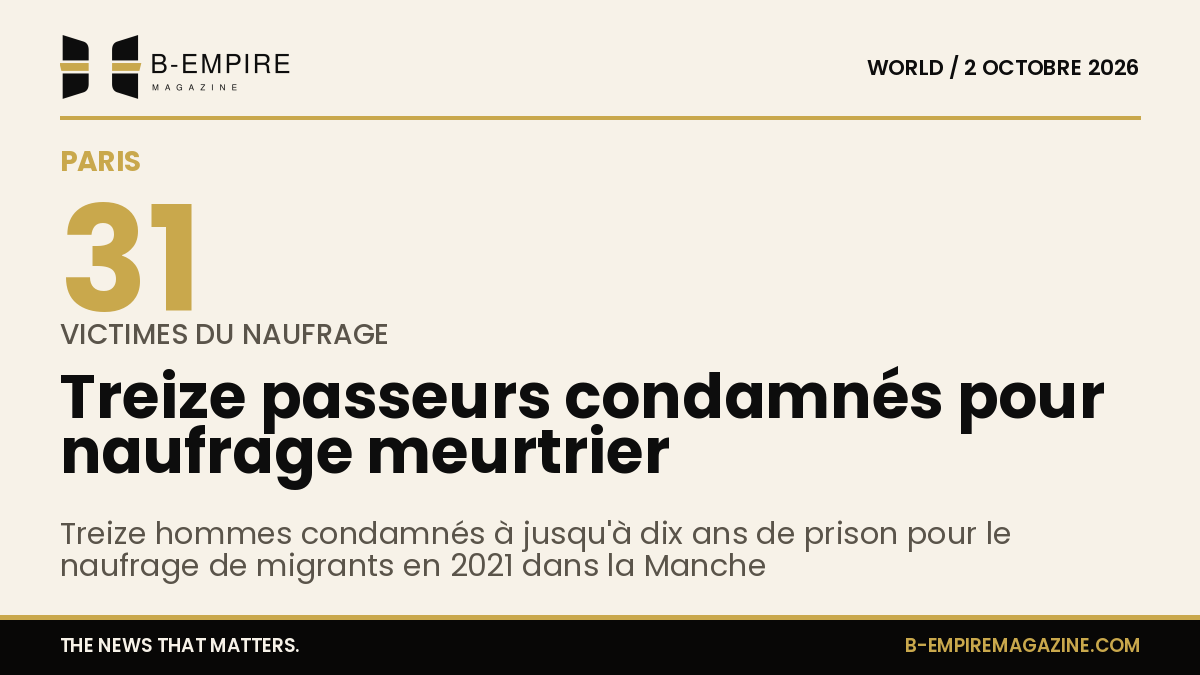 Graphique sobre avec le chiffre 31 en grand indiquant le nombre de victimes du naufrage, sur fond papier avec texte en encre et or
