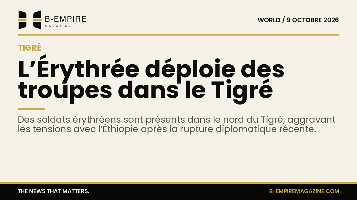 Carte stylisée du nord du Tigré avec marquage indiquant la présence des troupes érythréennes