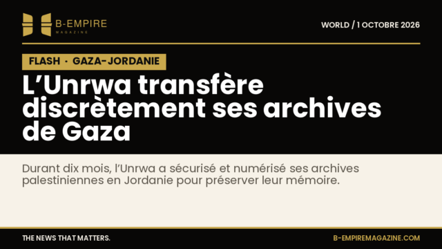 Image symbolique montrant des archives anciennes avec un drapeau palestinien et une carte de la Jordanie en arrière-plan.