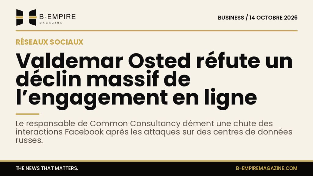 Portrait de Valdemar Osted avec un fond sobre et un titre sur l’engagement en ligne.