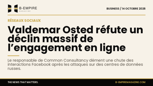 Portrait de Valdemar Osted avec un fond sobre et un titre sur l’engagement en ligne.
