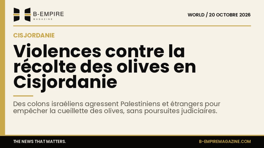 Paysage agricole en Cisjordanie avec des oliviers, illustrant les tensions autour de la récolte des olives