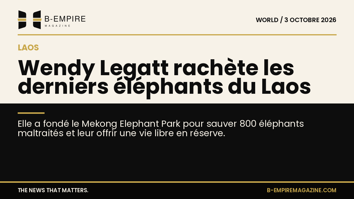 Vue divisée montrant une réserve naturelle et un éléphant dans une forêt au Laos, symbolisant la protection des éléphants par Wendy Legatt.