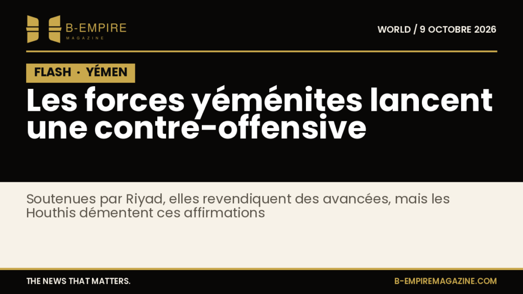 Carte stylisée du Yémen avec des symboles représentant des forces militaires en action
